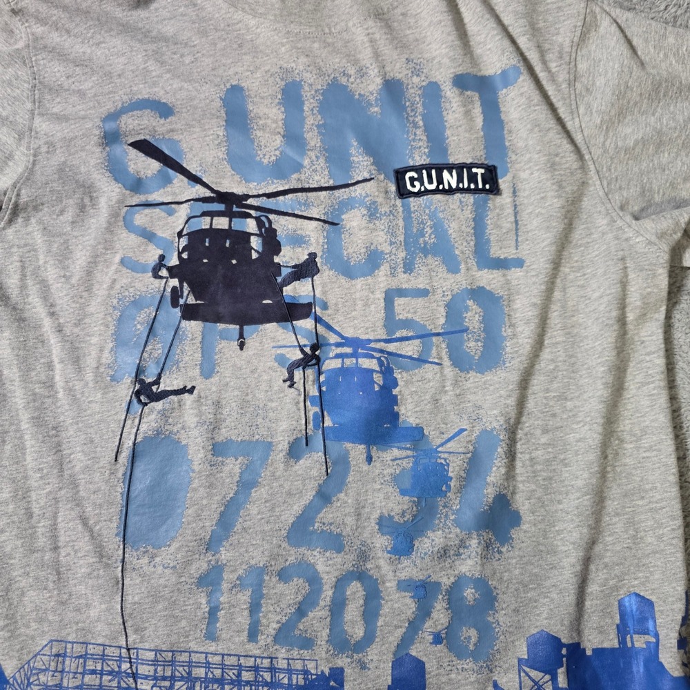 G-Unit Mens L T-Shirt Gray Special Ops Helicopter Graphic Streetwear VTG Y2K - Picture 3 of 8